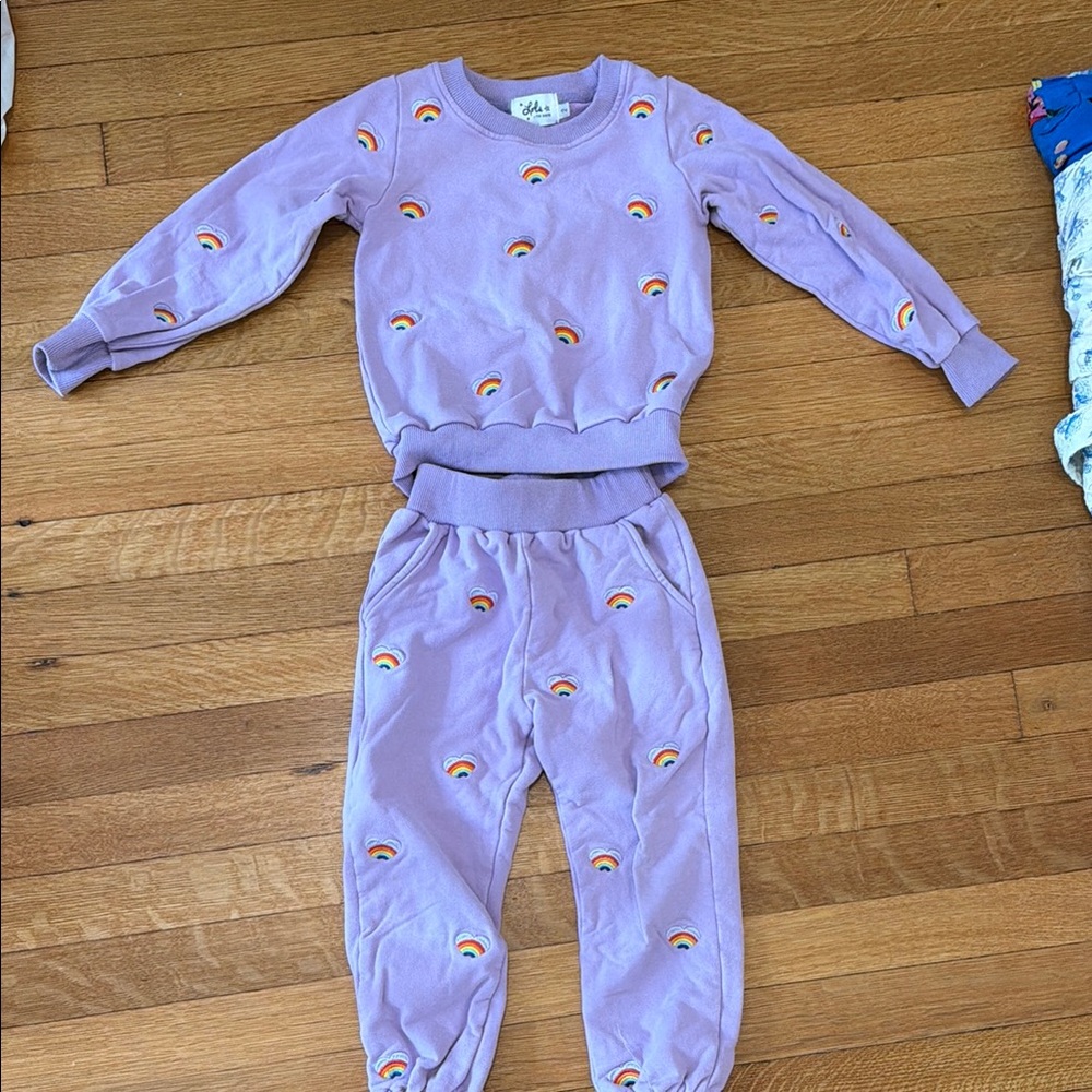Lola and the boys rainbow heart sweat suit